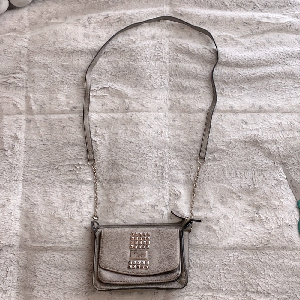 gray leather nicole purse.